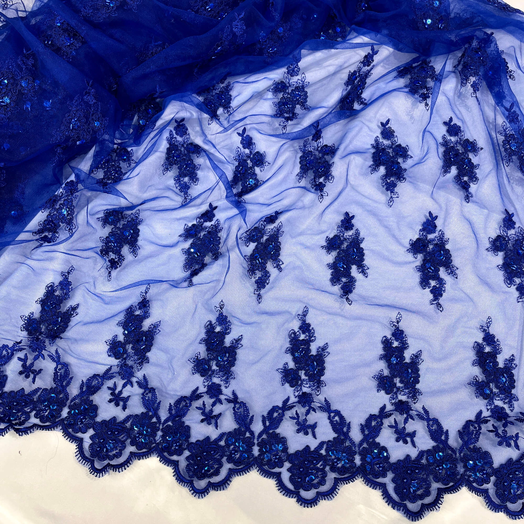 Beaded & Corded Lace Fabric Embroidered on 100% Polyester Net Mesh | Lace USA - 96644W-BP